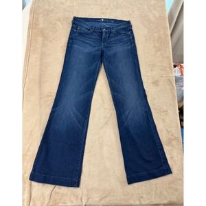 7 For All Mankind Dojo Flare Jeans women's size 29(32) Dark Wash Denim EUC